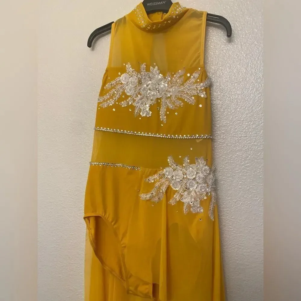Weissman Balera dance costume solo yellow custom lyrical D10496 MA adult